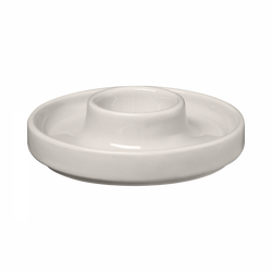 Elegant white ceramic dish with a central pedestal for serving or displaying items.