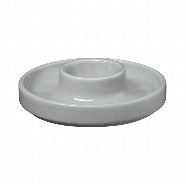 Stylish gray ceramic bowl with a raised center for serving snacks or appetizers.