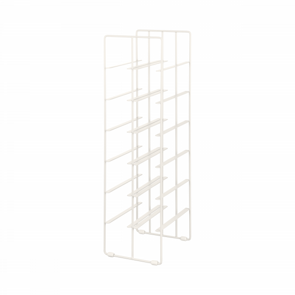 White wire storage rack with multiple shelves for organizing items efficiently.