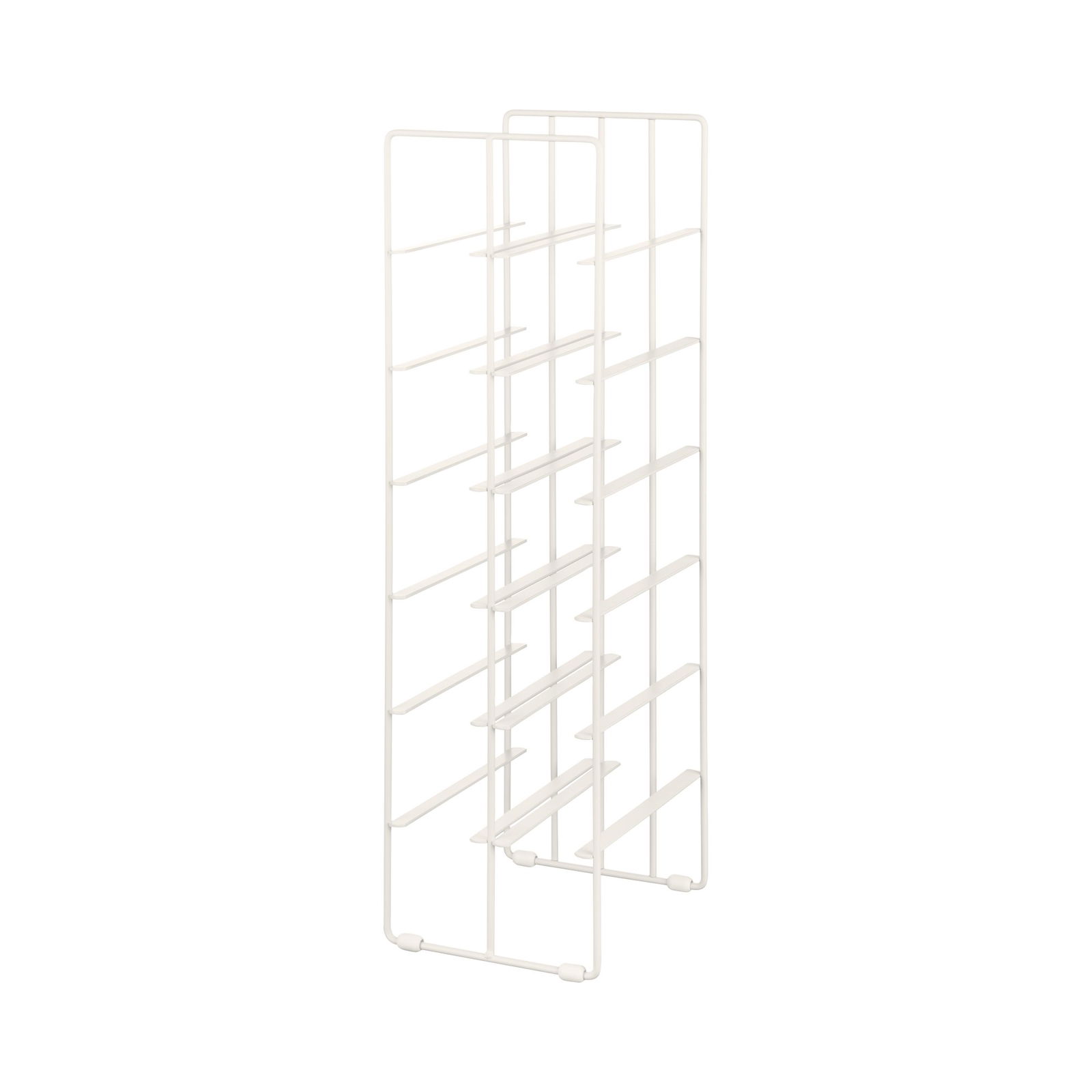 White wire storage rack with multiple shelves for organizing items efficiently.