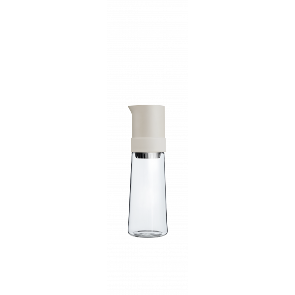 Klares Glasgefäß mit einem minimalistischen weißen Deckel für stilvolle Aufbewahrung oder Servieren.