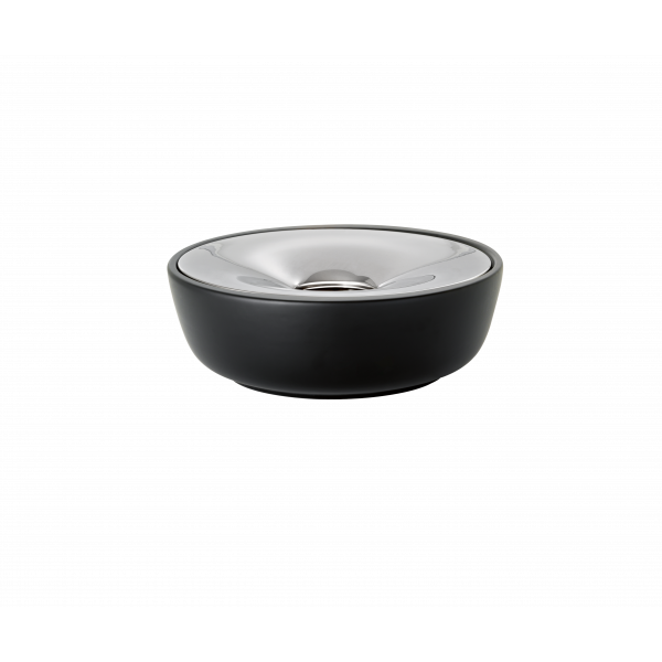 Modern black and silver ceramic bowl with a sleek design, perfect for decor or serving.