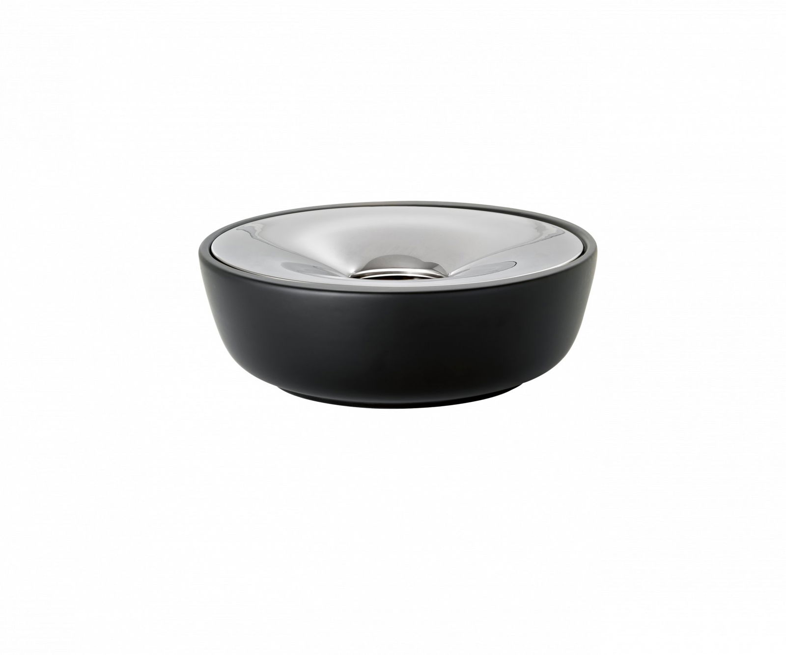 Modern black and silver ceramic bowl with a sleek design, perfect for decor or serving.