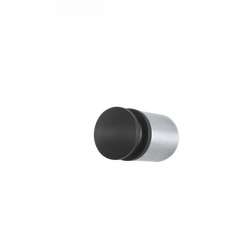 Black and silver metal cylinder, possibly a cap or plug, on a white background.