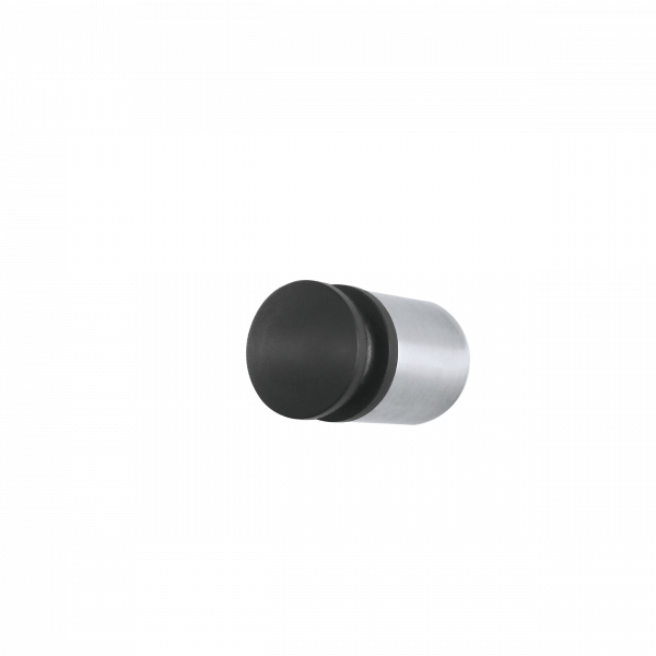 Black and silver metal cylinder, possibly a cap or plug, on a white background.