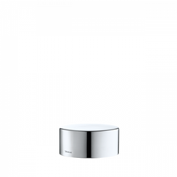 Sleek modern chrome container on a black background, ideal for stylish home decor.