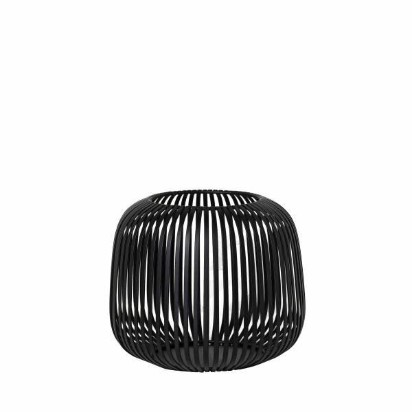 Stylische schwarze dekorative Vase mit modernem, offenem Gitterdesign.