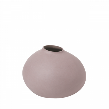 Minimalist pink vase with a rounded shape and narrow opening, perfect for decor.