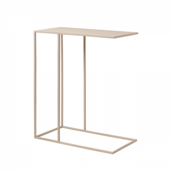 Moderner minimalistischer Beistelltisch mit sleekem Design und neutraler Farbe.