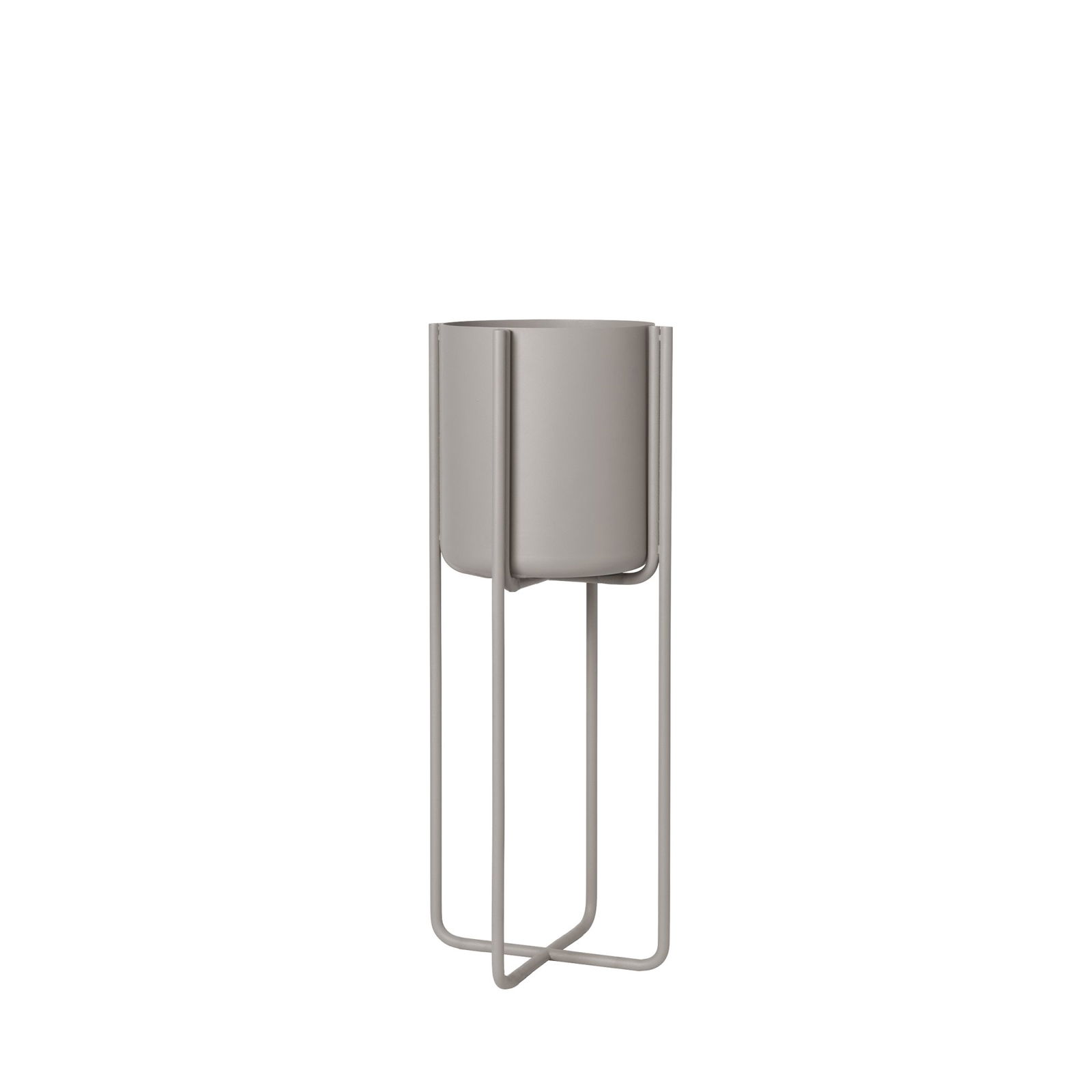 Stylish modern plant pot with metal stand in a sleek design.