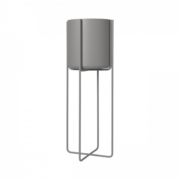 Stylischer moderner Blumentopf mit einem minimalistischen Metallgestell für die Innendekoration.
