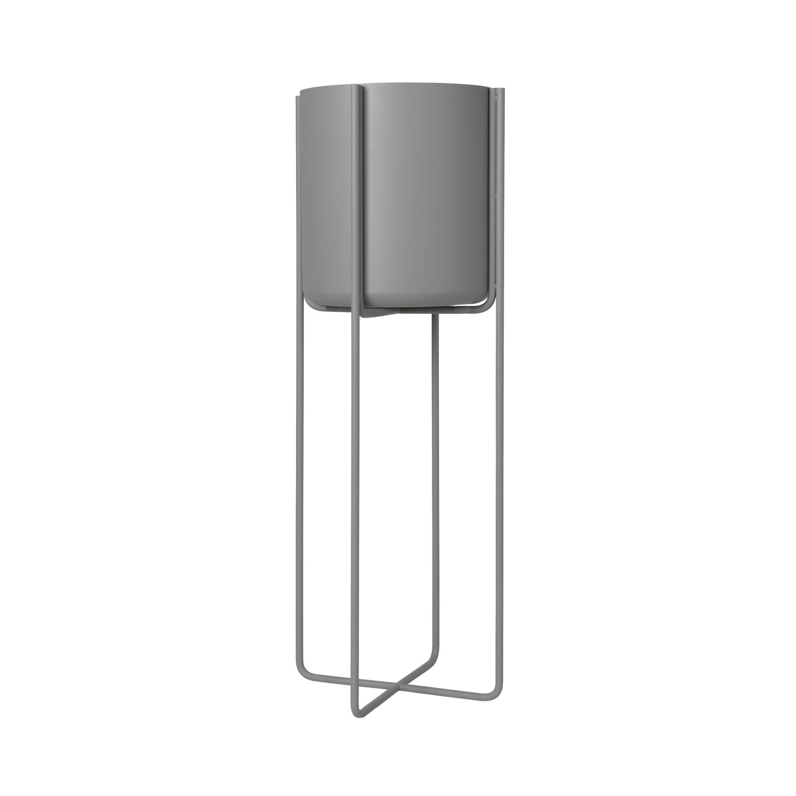 Stylischer moderner Blumentopf mit einem minimalistischen Metallgestell für die Innendekoration.