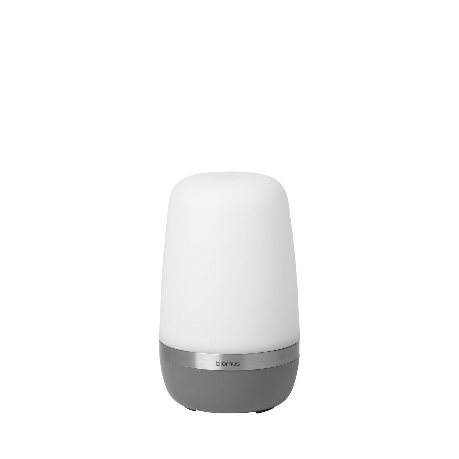 Stylische moderne Lampe mit einem weißen Schirm und einem schlanken grauen Fuß, perfekt für die Wohnkultur.