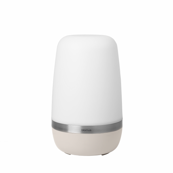 Moderne Biolus Tischlampe mit einem eleganten, weißen Design und metallischen Akzenten.
