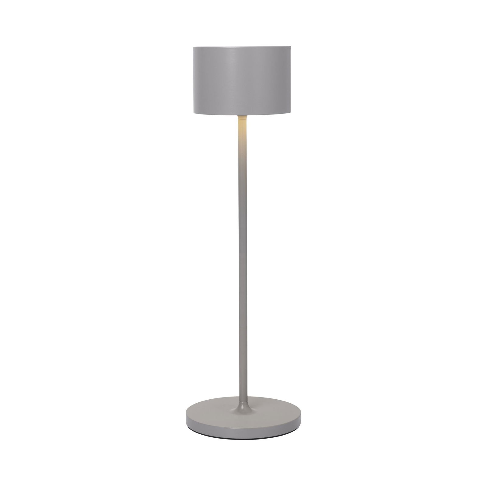 Stylish modern gray floor lamp with a sleek design and soft light.