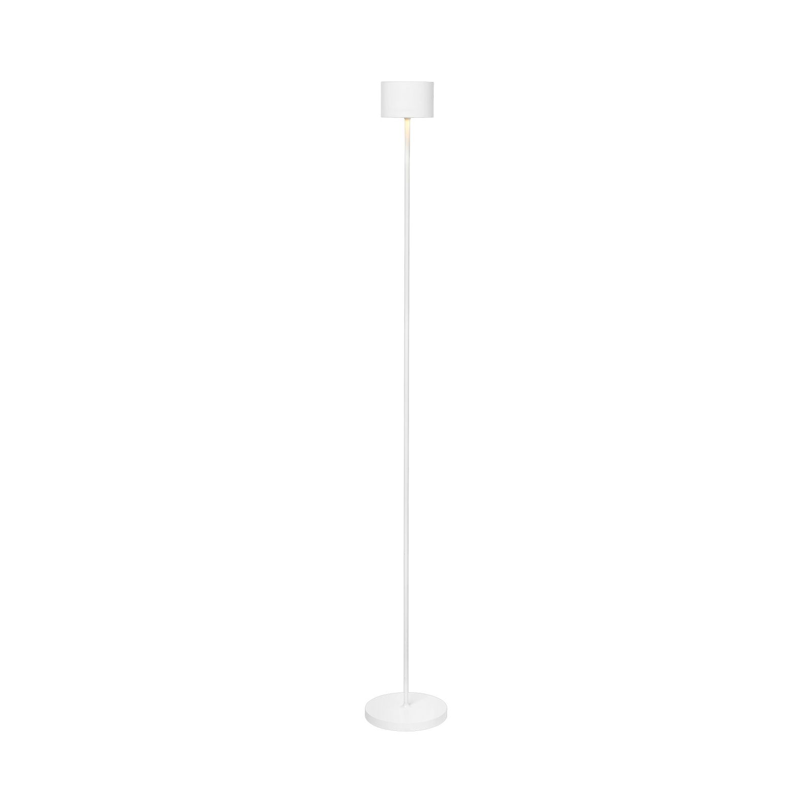 Minimalist white floor lamp on a black background, perfect for modern interiors.
