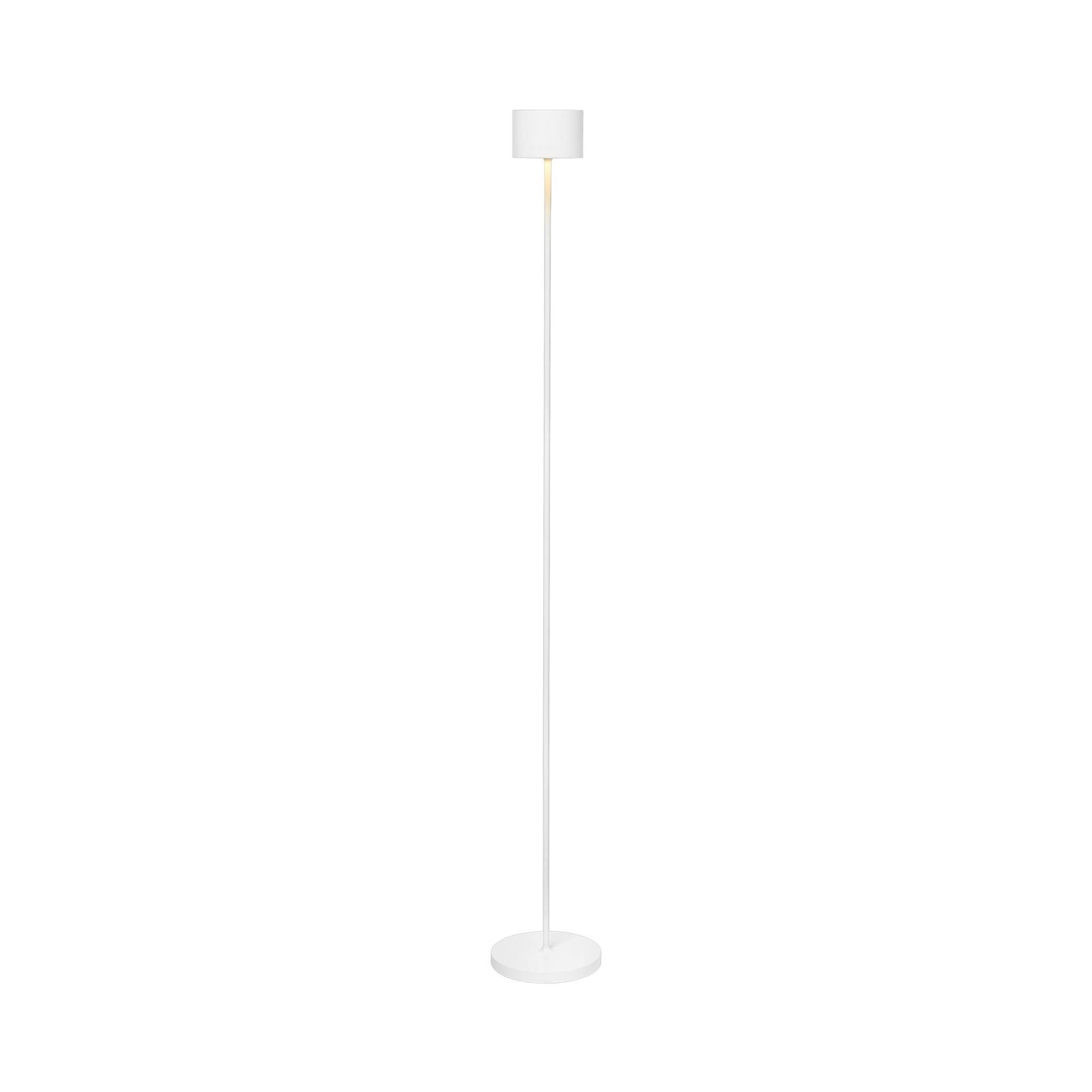 Modern white floor lamp on a black background, perfect for stylish home decor.