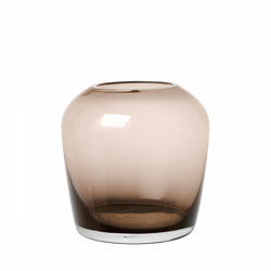Elegant glass vase with a smooth, gradient brown tint and a modern design.