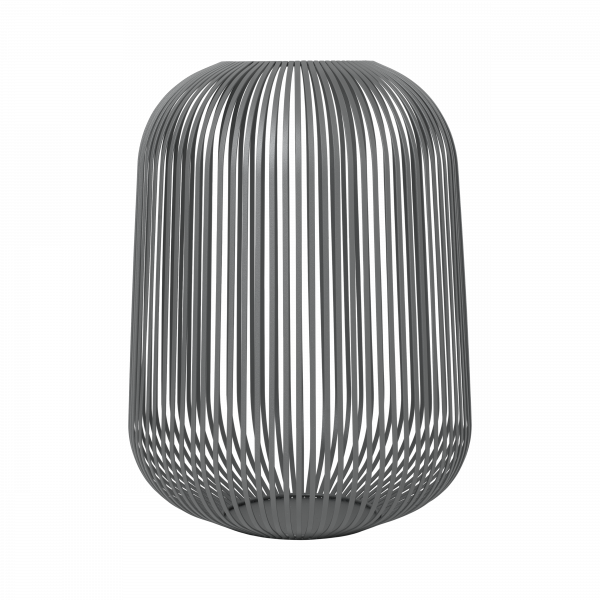 Moderne schwarze Drahtvase mit elegantem, minimalistischen Design auf einem dunklen Hintergrund.