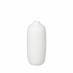 Elegant white ceramic vase on a black background for modern home decor.