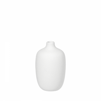 Minimalist white ceramic vase on a black background, perfect for modern decor.