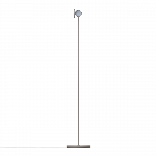 Minimalist floor lamp with a sleek design and a spherical light fixture.