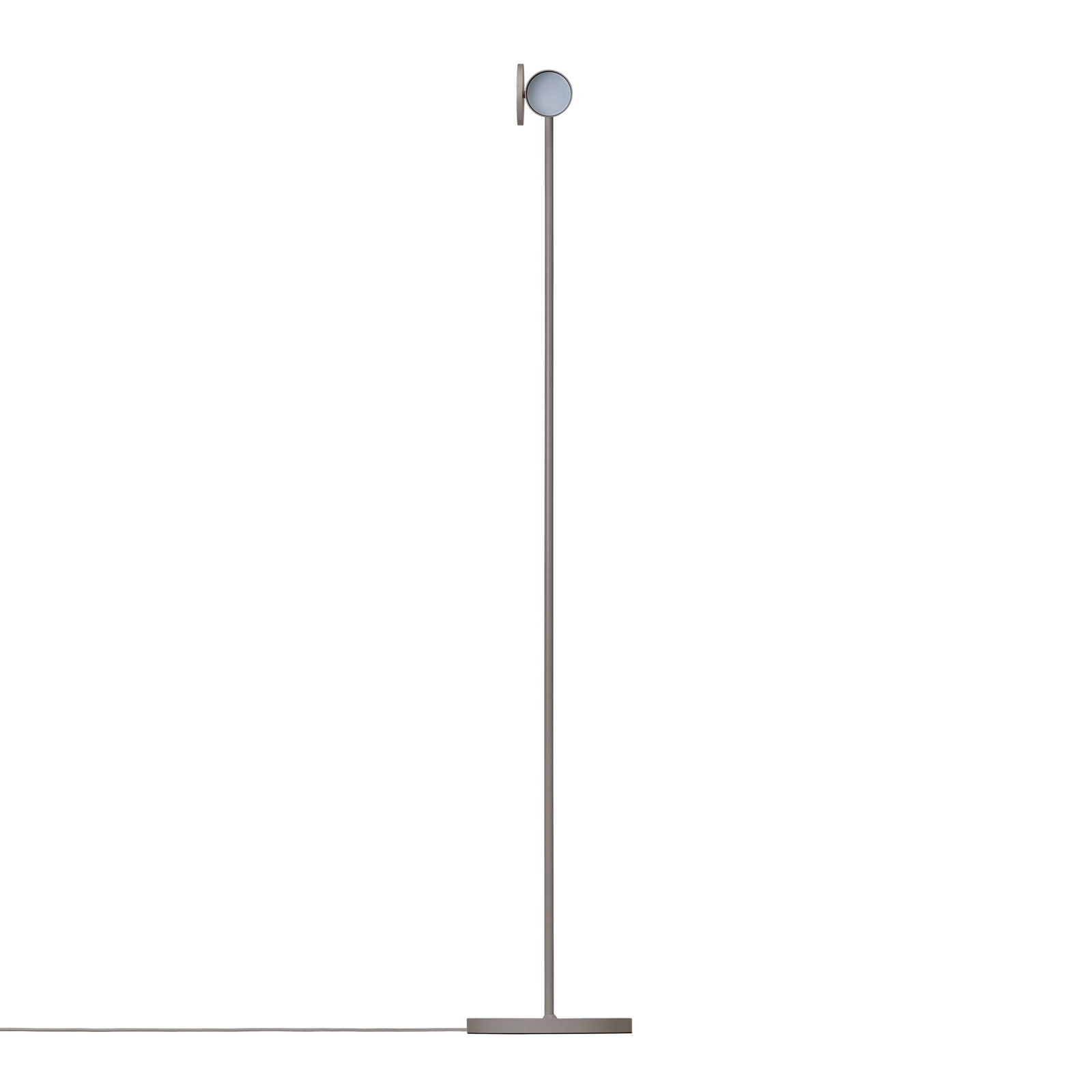 Minimalist floor lamp with a sleek design and a spherical light fixture.