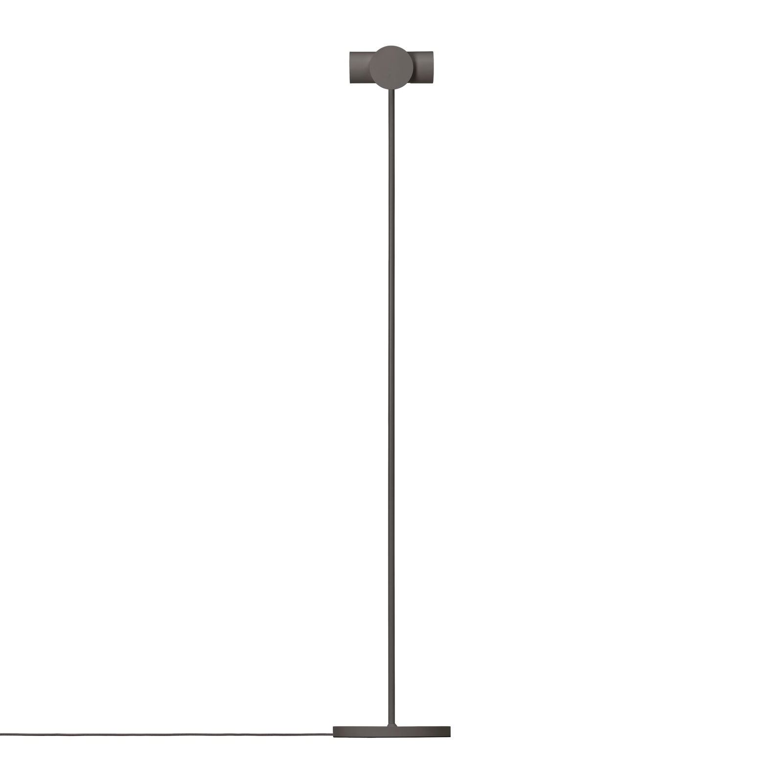 Schlanker, moderner Stehlicht mit minimalistischer Gestaltung auf schwarzem Hintergrund.