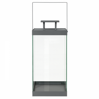 Moderne Glaslaterne mit Metallgriff für Innen- oder Außendekoration.