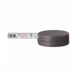 Compact measuring tape with a retractable silver measuring blade, ideal for precise measurements.