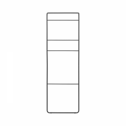 Minimalist black wire shelving unit with four spacious shelves for versatile storage.
