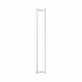 Weißer vertikaler Rahmen auf schwarzem Hintergrund, der minimalistisches Design zeigt.