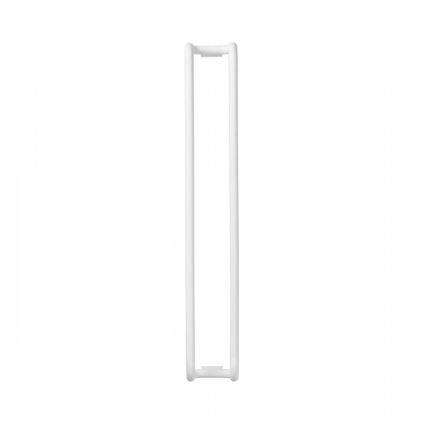 Weißer vertikaler Rahmen auf schwarzem Hintergrund, der minimalistisches Design zeigt.