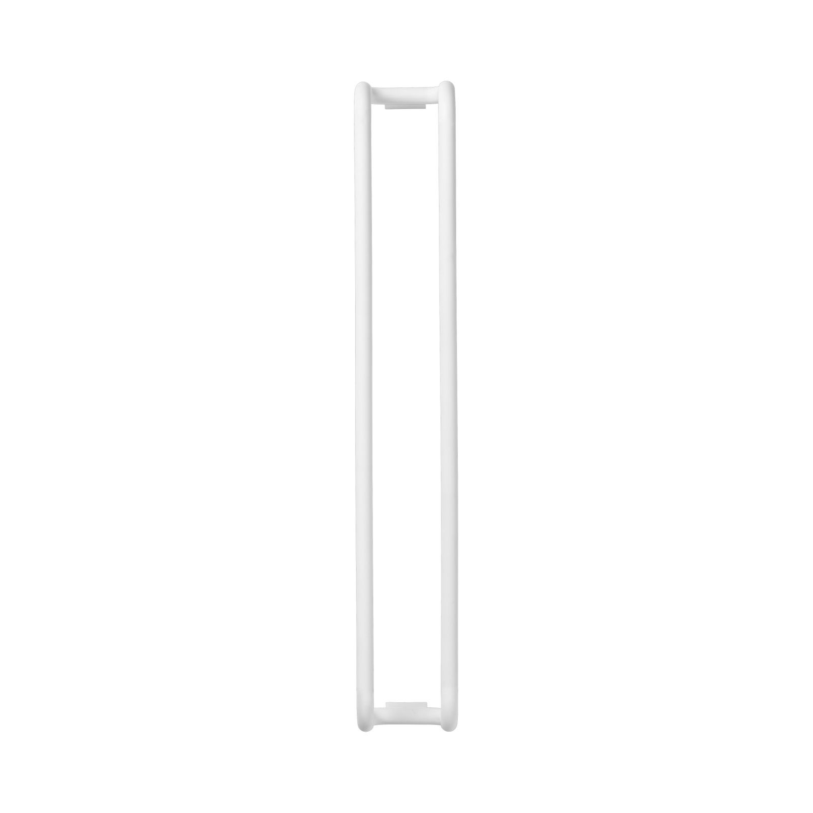 Weißer vertikaler Rahmen auf schwarzem Hintergrund, der minimalistisches Design zeigt.