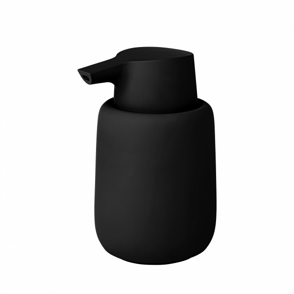 Eleganter schwarzer Seifenspender mit modernem, minimalistischem Design für stilvolle Badezimmer.
