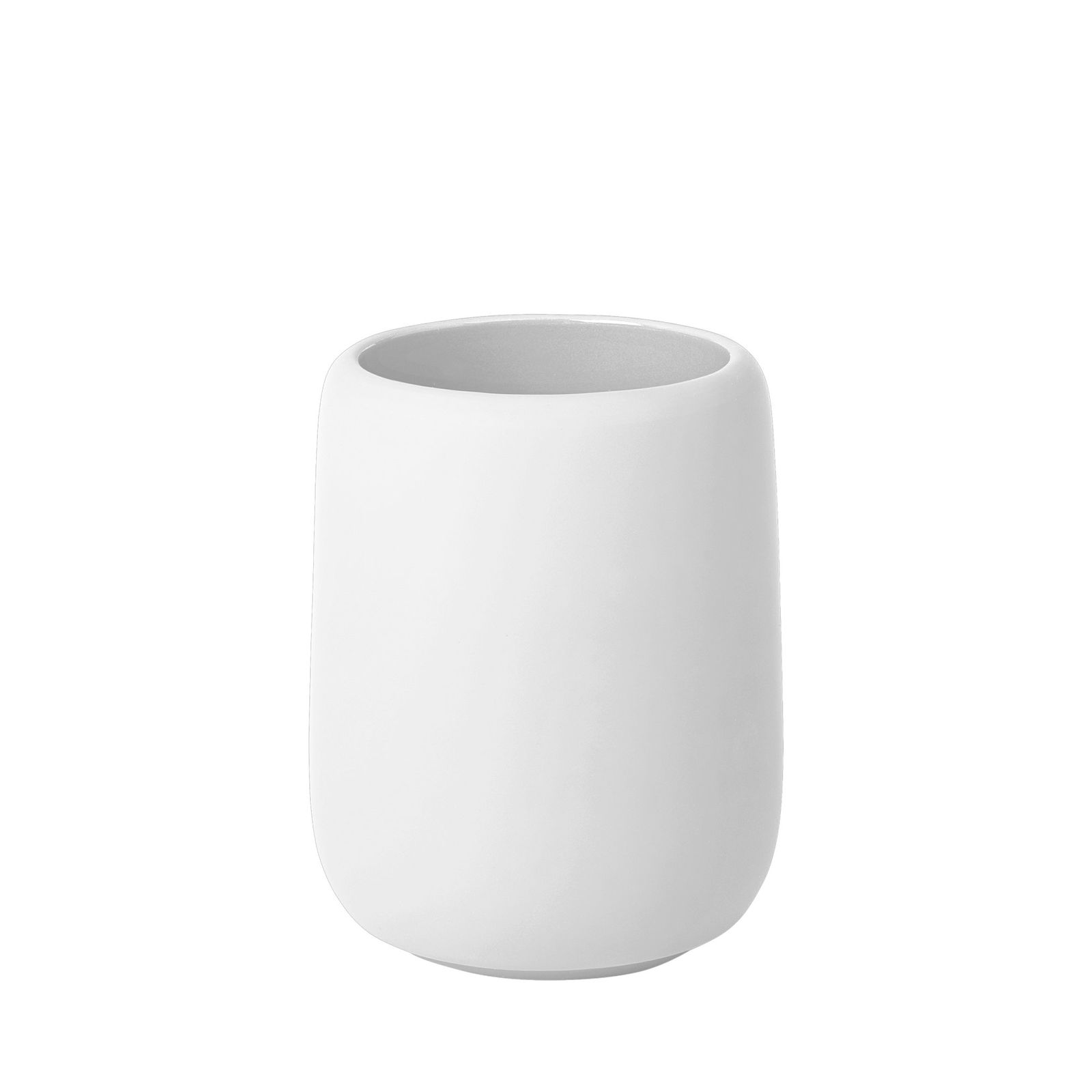 Modern minimalist white ceramic pot on a black background for home decor or plants.