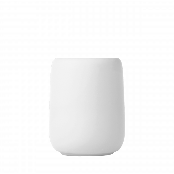 Minimalist white ceramic pot on a black background, perfect for home decor and plants.