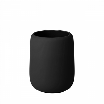 Stylish black ceramic pot with a minimalist design for modern home decor.