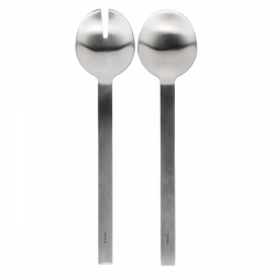 Stylish stainless steel salad serving utensils with sleek, modern design.