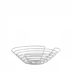 White wire fruit basket with an open design, perfect for home decor and organization.