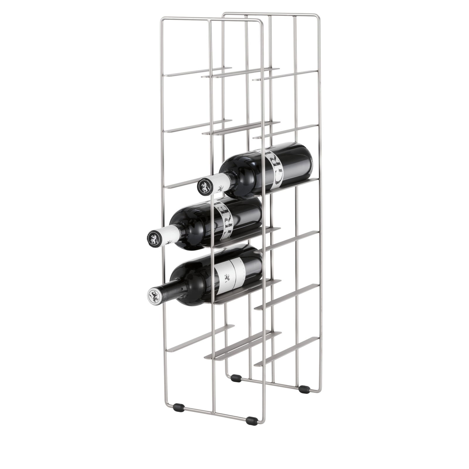 Eleganter Weinkeller im modernen Design zur stilvollen Aufbewahrung von drei Flaschen.