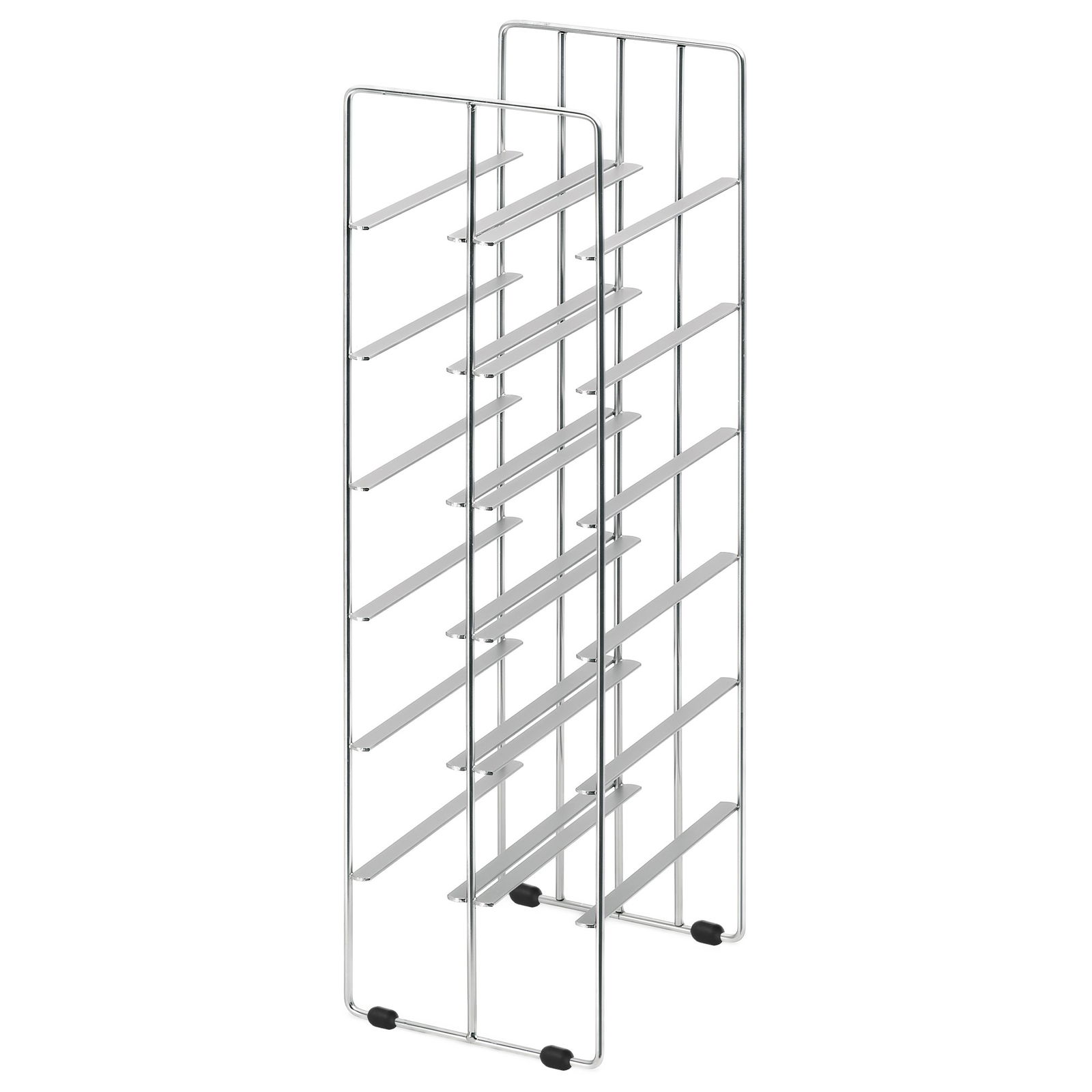 Moderner Metalldrahtregal mit mehreren Regalen für eine effiziente Lageranzeige.
