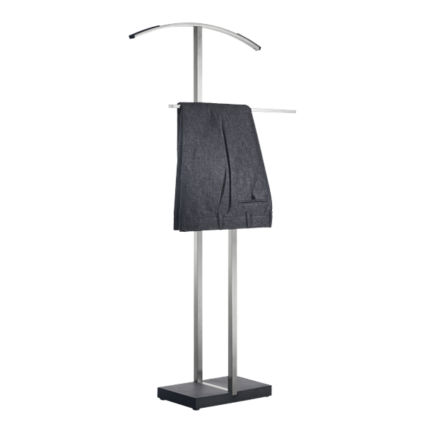 Stylischer Metallhosenständer mit elegantem Design, um Hosen ordentlich zu organisieren und auszustellen.