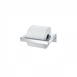 Modern silver towel holder with a roll of white paper towels.