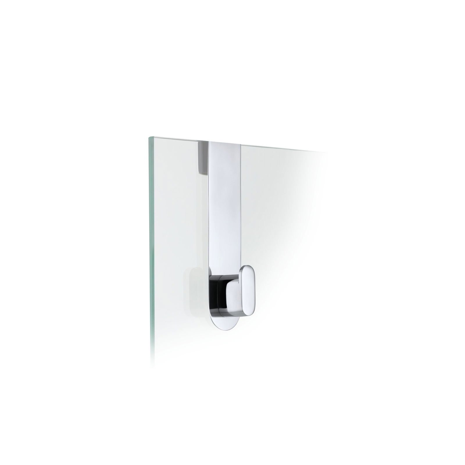 Eleganter moderner Glas-Türgriff mit minimalistischer Gestaltung und polierter Chromoberfläche.