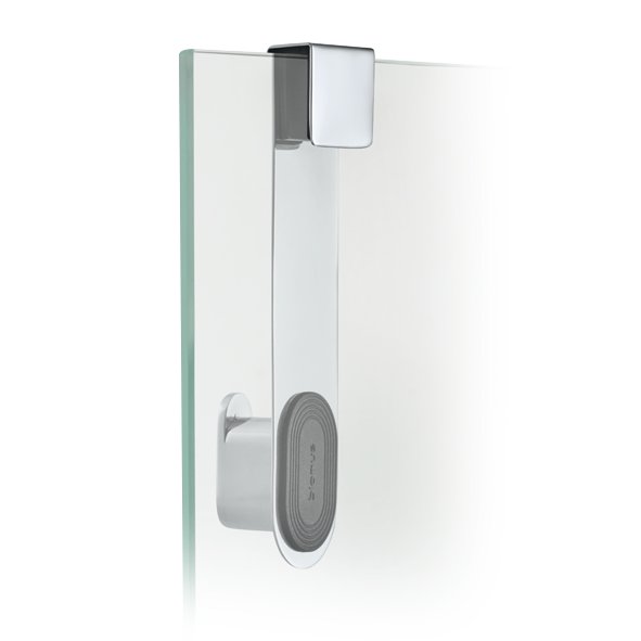 Eleganter Glastürgriff mit modernem Metall- und Gummidesign für zeitgemäße Innenräume.