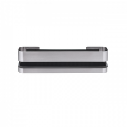 Sleek modern stainless steel desk organizer with a minimalist design.