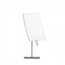 Moderne geschwungene Schreibtischlampe mit einem eleganten Chromfuß und einem minimalistischen Design.
