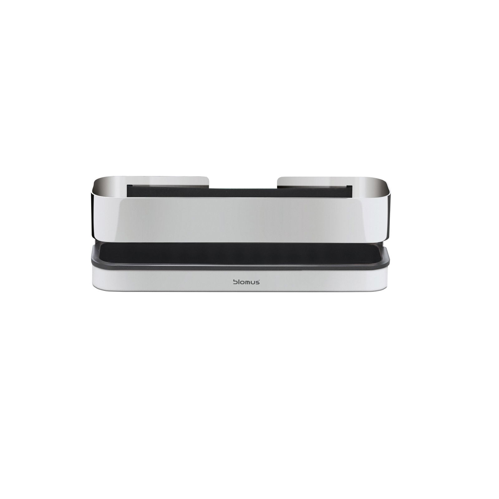 Stilvolles modernes Schreibtisch-Organizer mit elegantem Silber- und Schwarzdesign von Blomus.