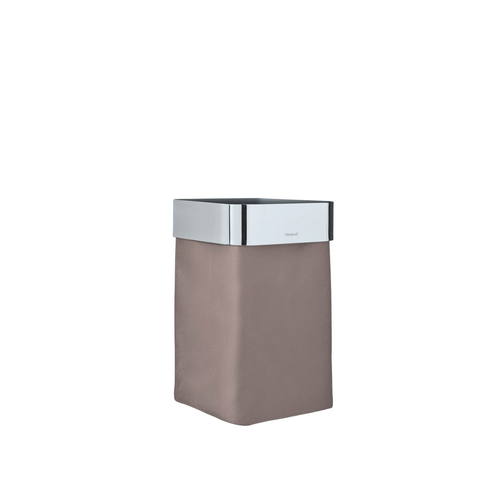 Stylisch moderner Mülleimer mit einem eleganten Metalldeckel und einem beigen Soft-Touch-Gehäuse.
